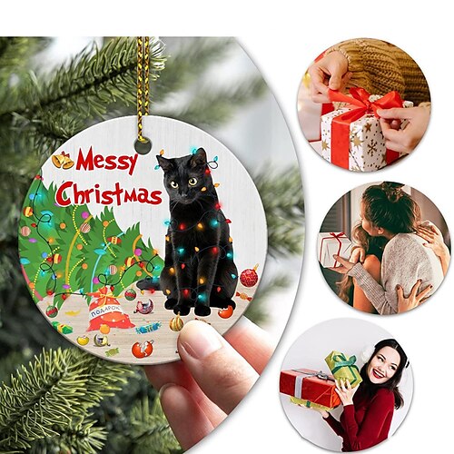 

Christmas Ornament Xmas Tree 2D Acrylic Hanging Pendants Decorative Exquisite Home Farmhouse Party Decor