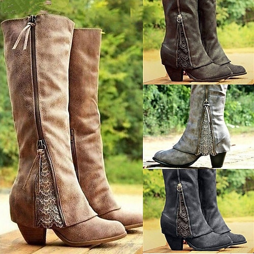 

Mulheres Botas Botas desleixadas Tamanhos Grandes Botas de trabalho Ao ar livre Trabalho Diário Botas da panturrilha Calcanhar cônico Ponta Redonda Moda Elegante Clássico Couro Ecológico Mocassim Côr