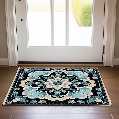 

Fußmatte mit Mandala-Bohemien-Blaugrün, rutschfester, ölbeständiger Teppich für drinnen und draußen, Schlafzimmer-Dekoration, Badezimmermatte, Eingangsteppich, Fußmatte