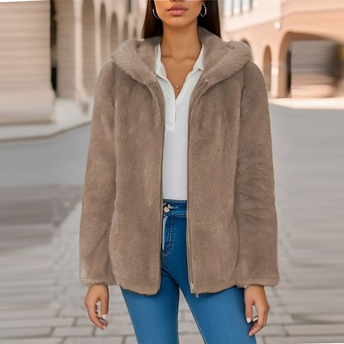 

Mujer Chaqueta de sherpa Chaqueta con capucha Mantiene abrigado Transpirable Calle Ropa Cotidiana Vacaciones Noche Cremallera Cremallera Sudadera Felpa Casual Estilo callejero Plano Ajuste regular