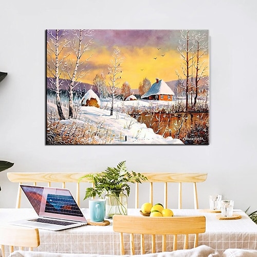 

peinture à l'huile de neige peinte à la main texture murale peinture moderne toile faite à la main peinture de neige paysage d'hiver art mural décoration de la maison décor toile roulée sans cadre non