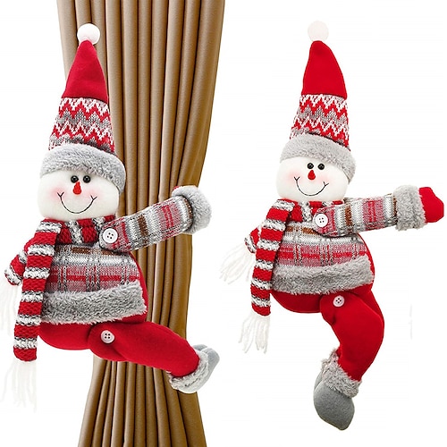 

Boucle de rideau de Noël, décorations de fenêtre de Noël, embrasse de rideau de dessin animé, crochet de rideau pour salon, chambre à coucher, décoration de la maison (style bonhomme de neige/père
