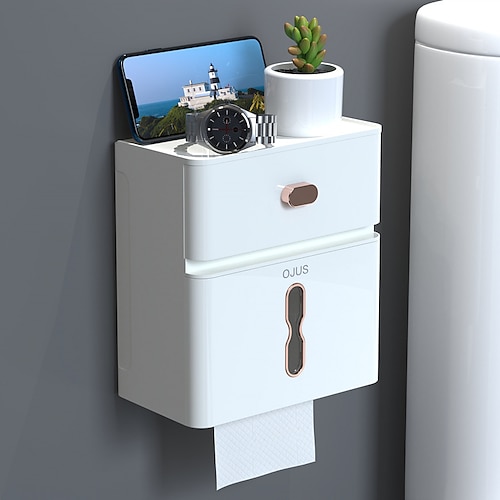 1pc Bathroom Toilet Paper Holder Tissue Box Storage Shelf