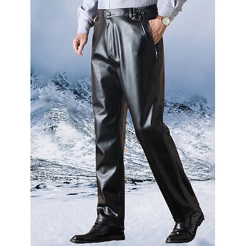 

Herren Anzughosen Fleecehosen Hose Hosen Lederhose Kunstlederhose Tasche Glatt Komfort Atmungsaktiv Outdoor Täglich Ausgehen PU Modisch Brautkleider schlicht Schwarz