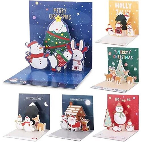 

Christmas 3D Pop Up Cards Greeting Envelope Friend Family Blessing Postcard Birthday New Year Gifts Thank You Cards Decoration