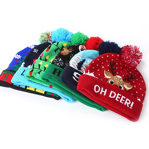 

Chapeaux Bonnets Enfants Unisexe Ecole Extérieur Cadeau Noël Graphic Dinosaure vieil homme et cerf Bonhomme de neige NEIGE Taille unique et peut être porté par les adultes et les