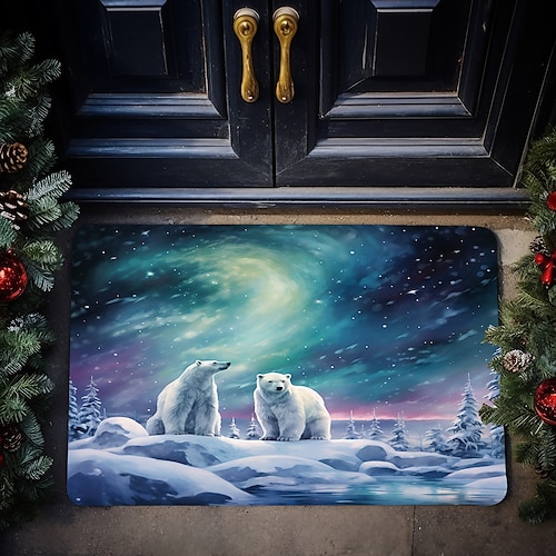 

Animais nórdicos aurora capacho antiderrapante à prova de óleo tapete interior ao ar livre decoração do quarto tapete do banheiro tapete de entrada porta
