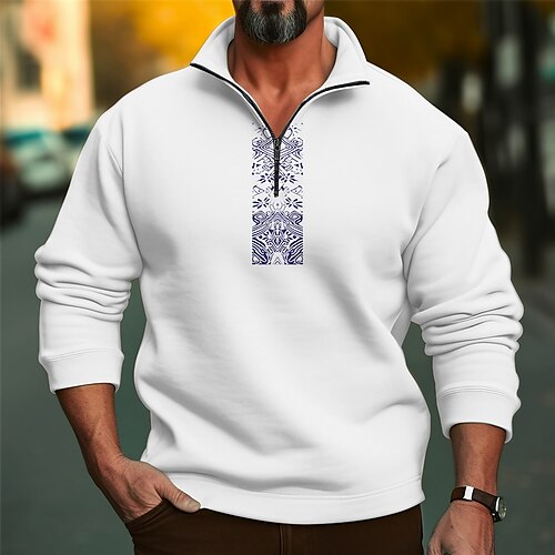 

Homens Moletom Moletom com zíper Preto Branco Azul Cáqui Meio Zíper Bloco de cor Desportos e Ar livre Diário Feriado Roupa de rua Básico Casual Primavera Outono Roupa Moletons Moletons