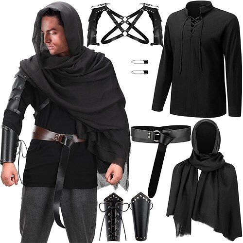 

Retro Vintage Medieval Renascentista Roupa Camisa Acessórios Pirata Viking Homens Cosplay Ocasiões Especiais Dia Das Bruxas Carnaval Espetáculo Mascarilha Camisa