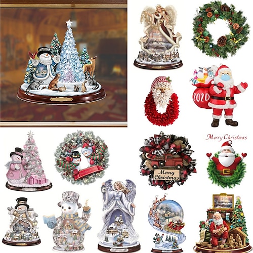 

Weihnachtsbaumaufkleber, Weihnachtsaufkleber, Weihnachtswandaufkleber, Kristallaufkleberdekorationen, Fensteraufkleber, PVC-Aufkleber 20x30cm