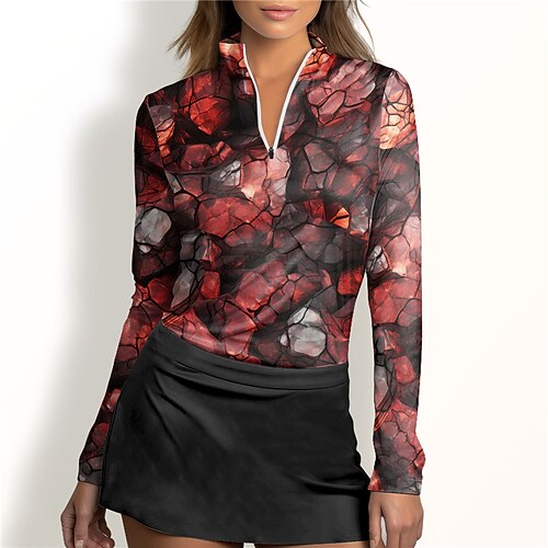 

Mujer Camisas de polo Camiseta de golf Transpirable Secado rápido Dispersor de humedad Manga Larga Ropa de golf ropa de golf Ajuste regular Cremallera Cuello alto Impreso Primavera Otoño Tenis Golf