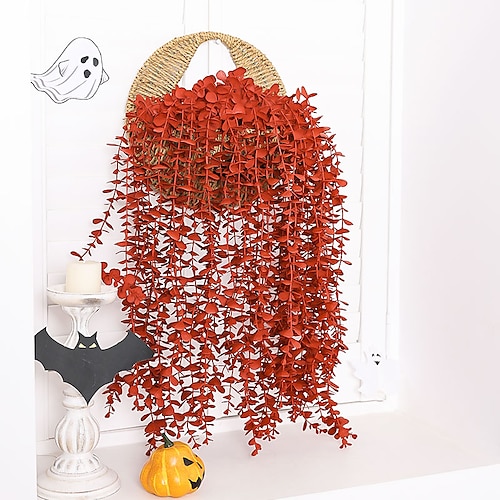 

2 Stück Weihnachts-Hängekorb, Hängerebe, künstliche Eukalyptusblätter, Pflanze, Hängerebe, Weihnachten, Zuhause, Hängedekoration, schwarze Pflanzen