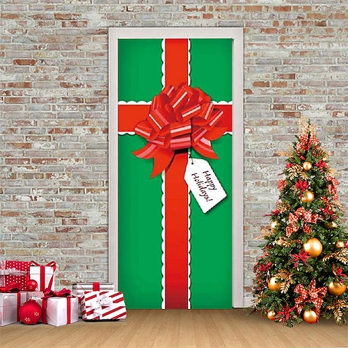 

Christmas 3D Stickers Waterproof Door Stickers Xmas Door Mural Peel Self Adhesive Wallpaper PVC Sticker Removable Wall Decal for Home Office Decoration