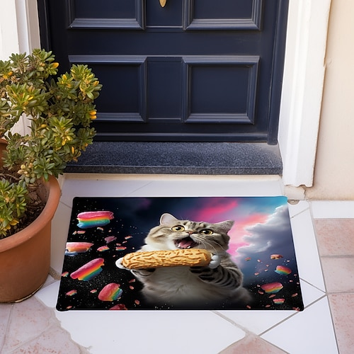 

Funny Cat Doormat Non-Slip Oil Proof Rug Indoor Outdoor Mat Bedroom Decor Bathroom Mat Entrance Rug Door Mat