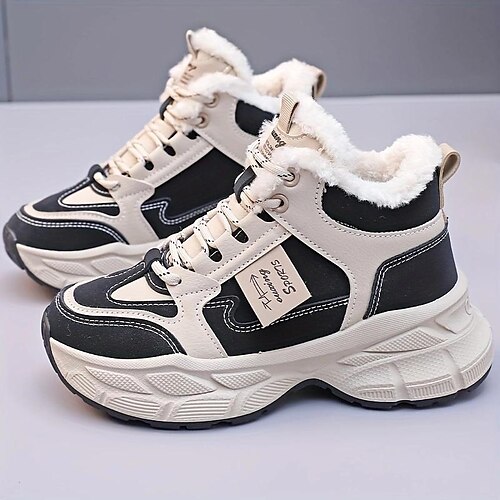 

Mujer Zapatillas de deporte Botas Botas de nieve Zapatos de papá Diario Forrado con Lana Botines Botines Bordados Tacón Plano Dedo redondo Casual Minimalismo Zapatos para correr Zapatos de Paseo PU