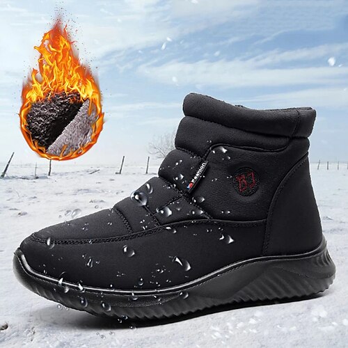 

Women's Boots Snow Boots Comfort Shoes Daily Booties Ankle Boots Flat Heel Round Toe Plush Comfort Minimalism Polyester PU Zipper Solid Color Black Red