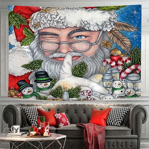 

Christmas Santa Hanging Tapestry Wall Art Xmas Large Tapestry Mural Decor Photograph Backdrop Blanket Curtain Home Bedroom Living Room Decoration