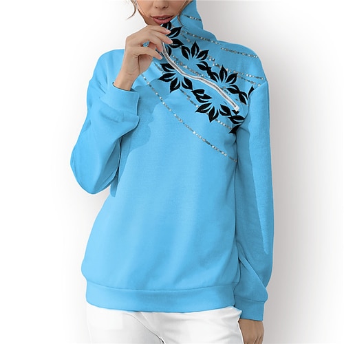

Mujer Sudadera con capucha de golf Jersey de golf Sudadera Golf Mantiene abrigado Transpirable Dispersor de humedad Manga Larga Ropa de golf Camiseta Ajuste regular 1/4 cremallera Cuello alto Impreso