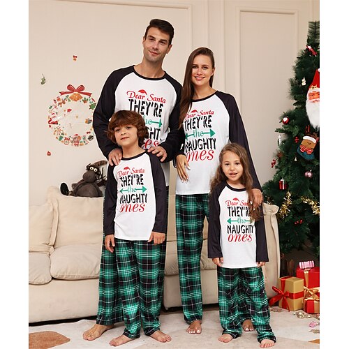 

Papá Noel Reno Pijamas de Navidad familiares Vestimenta Nocturna Hombre Mujer Chico Chica Trajes a juego para la familia Navidad Año Nuevo Nochebuena Niños Adulto Ropa de casa Poliéster Cima
