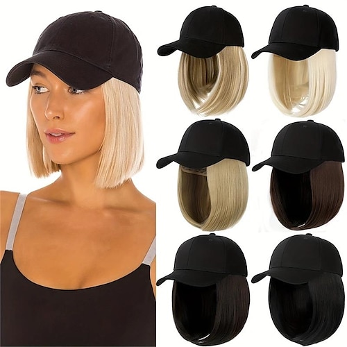 

casquette de baseball perruque perruque synthétique droite partie médiane perruque courte noir a1 a2 a3 a4 cheveux synthétiques femme design tendance naturel facile à transporter blond noir marron