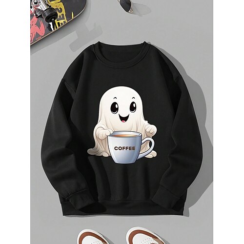 

Femme Sweat-shirt Halloween Sweat Sportif Festival Imprimer Noir Graphic Halloween Casual Col Rond manche longue haut Micro-élastique Automne hiver