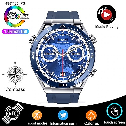 

Mt15s montre intelligente ultime hommes nfc bluetooth appel assistant vocal boussole bracelet fréquence cardiaque sport de plein air affaires smartwatch