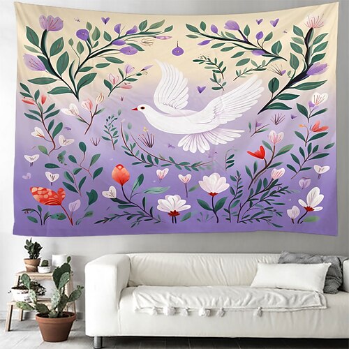 

Peace Dove Floral Hanging Tapestry Wall Art Large Tapestry Mural Decor Photograph Backdrop Blanket Curtain Home Bedroom Living Room Decoration