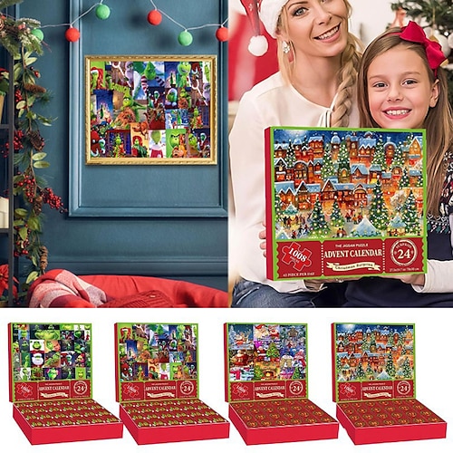 

Grinch 24 Days of Jigsaw Puzzles Christmas Advent Calendar 2023, Green Elf Christmas Advent Calendar Puzzles for Adults Kids, 24 Box Green Monster Christmas Puzzle Countdown Calendar Xmas Decor