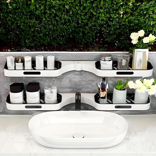 

Estante de almacenamiento de esquina multifuncional para baño, cocina, suministros de baño, estante de almacenamiento giratorio montado en la pared