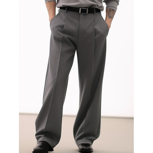 

Hombre pantalones de traje Pantalones Pantalones plisados Pantalones de traje Bolsillo Plano Comodidad Transpirable Exterior Diario Noche Moda Casual Negro Blanco