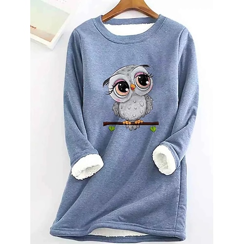 

Damen Sweatshirt Pullover Zur Seite fahren Sherpa Innenfutter aus Fleece Graphic Warm Fuzzy Schwarz Dunkelpink Blau Casual Sport Rundhalsausschnitt Langarm Oberteil Mikro-elastisch Herbst Winter