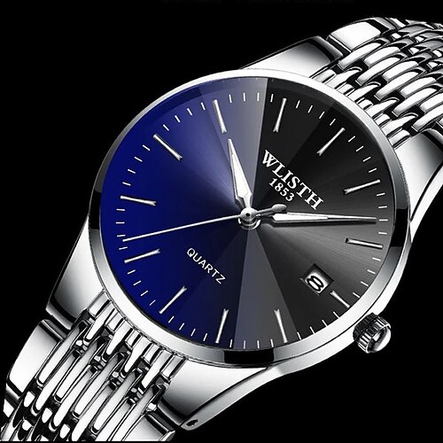 

2pcs-Women Men Quartz Watch Minimalist Sports Business Wristwatch Luminous Date Week Waterproof Zinc alloy Watch