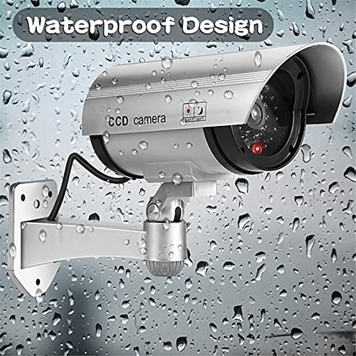 

Fitnate gefälschte Kamera-Attrappe, CCTV-Überwachungssystem mit rotem LED-Blinklicht und 1 Sicherheitswarnaufkleber, gefälschte Überwachungskamera für den Außenbereich Verwendung im Innenbereich