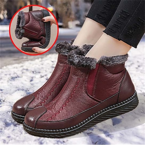 

Femme Bottes Bottes de neige Chaussures souples Chaussures de confort du quotidien Bottines Bottines Broderie Fermeture Talon Plat Bout rond Pluche Confort Minimalisme Polyuréthane Bande élastique