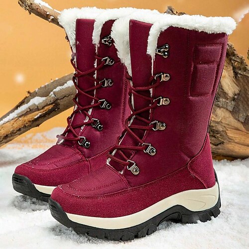 

Damen Stiefel Weihnachtsschuhe Schneestiefel Winterstiefel Party Outdoor Weihnachten Innenfutter aus Fleece Stiefel mit mittlerer Wade Stiefeletten Stiefeletten Keilabsatz Runde Zehe Urlaub Vintage