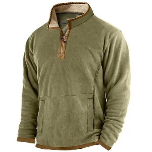 

Men's Sweatshirt Quarter Zip Sweatshirt Army Green Half Zip Plain Sports Outdoor Daily Holiday Basic Casual Thin fleece Fall Winter Clothing Apparel Hoodies Sweatshirts