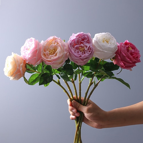 

1pc Artificial Rose, Simulation Flower Blooming DIY Craft Bridal Bouquet Home Table Living Room Decoration, Indoor Outdoor Decoration