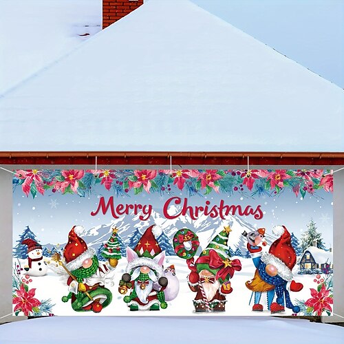 

Christmas Gnomes Outdoor Xmas Garage Door Cover Banner Atmosphere Tree Large Christmas Backdrop Decoration Door Cover Decoration for Christmas Holiday Outdoor Garage Door Home Wall Decorations