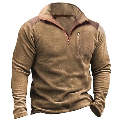 

Hombre Sudadera Sudadera con un cuarto de cremallera Marrón Media cremallera Bloque de color Retazos Deporte Diario Festivos Vintage Ropa de calle Básico Primavera Otoño Ropa Sudaderas con capucha