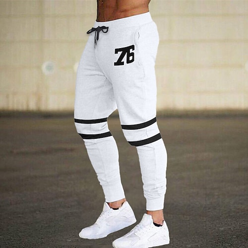 

Herren Jogginghose Trainingshose Jogginghose Jogger Tasche Streifen Komfort Atmungsaktiv Outdoor Täglich Ausgehen Baumwollmischung Modisch Brautkleider schlicht Schwarz Weiß