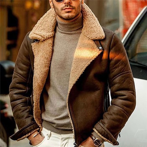 

Hombre Abrigo de invierno Chaqueta de lana Chaqueta casual Exterior Ropa Cotidiana Resistente al Viento Templado Invierno Plano Vintage Ropa de calle Diseño Regular Negro Marrón Chaquetas