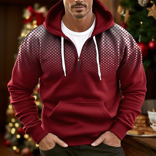 

Herren Hoodie Sweatshirt Kapuze Hoodie mit Viertelreißverschluss Wein Marineblau Grün Grau Mit Kapuze Punkt Sport Natur Täglich Festtage Strassenmode Cool Brautkleider schlicht Frühling Herbst