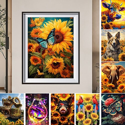 

Arte de pared, impresiones en lienzo de mariposa y girasol, imágenes de carteles, pintura decorativa de tela para imágenes de salón sin marco