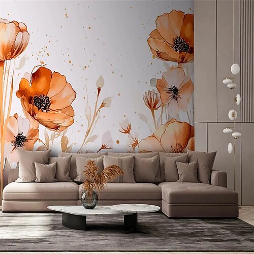 

Papier peint floral mural belle fleur autocollant de revêtement mural peler et coller amovible en PVC/vinyle matériau auto-adhésif/adhésif requis décoration murale pour salon cuisine salle de bain