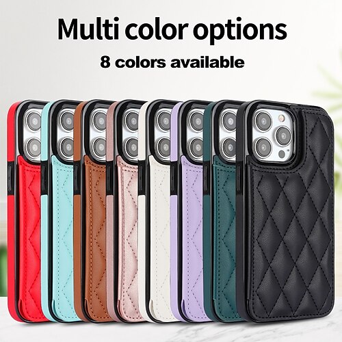 

téléphone Coque Pour iPhone 15 Pro Max Plus iPhone 14 13 12 11 Pro Max Mini SE X XR XS Max 8 7 Plus Coque Arriere Avec Support Magnétique Fente pour carte TPU faux cuir