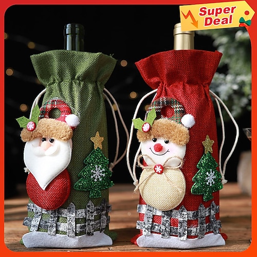 

Рождественские украшения, креативный Санта-Клаус, снеговик, олень, чехол для бутылки вина, сумка, 1 шт.