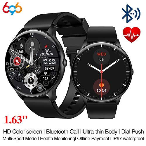 

696 HDT6MAX Smart Watch 1.63 inch Smartwatch Fitness Running Watch Bluetooth Pedometer Call Reminder Sleep Tracker Compatible with Android iOS Women Men Hands-Free Calls Message Reminder IP 67 47mm