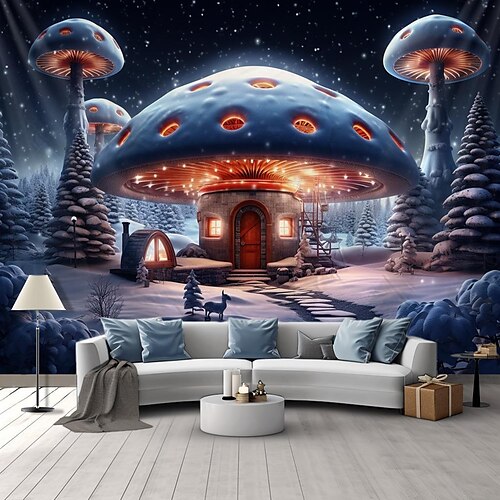 

Mushroom Hanging Tapestry Wall Art Large Tapestry Mural Decor Photograph Backdrop Blanket Curtain Home Bedroom Living Room Decoration