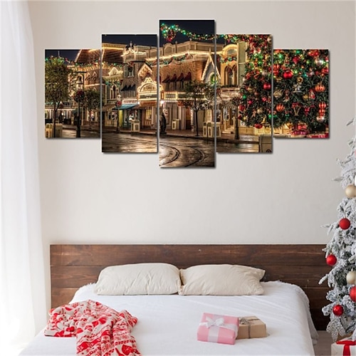 

5 Panels, Wandkunst, Leinwand, Landschaft, Weihnachtsmarkt – Leinwanddruck, Drucke, Poster, Malerei, Heimdekoration, Wandbehang, Geschenk, gerollte Leinwand, ohne Rahmen, ungerahmt, ungedehnt