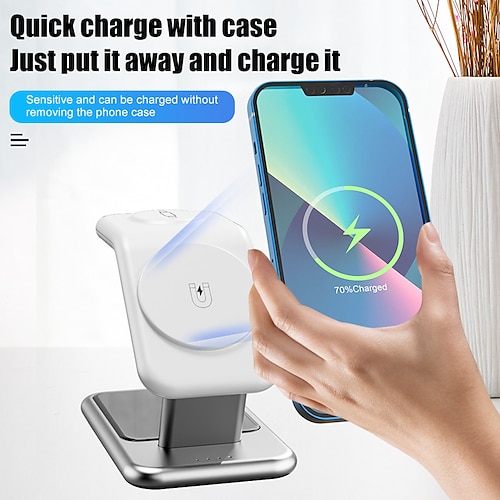 

3-in-1 Wireless Charger Magnetic Aluminum Base Magsafe Watch Char ging Stand For Apple For Cellphone
